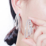 Pera Yellow Big Round Hoop Earrings CZ Zircon Jewelry E411