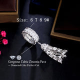 Pera CZ Zircon Tassel Drop Statement Ring