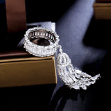 Pera CZ Zircon Tassel Drop Statement Ring