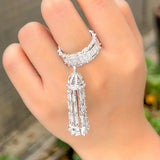 Pera CZ Zircon Tassel Drop Statement Ring