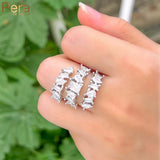 Pera CZ Silver Plated Big Shape Adjustable Open Rings R184