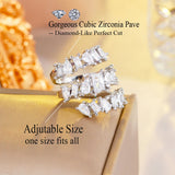 Pera CZ Silver Plated Big Shape Adjustable Open Rings R184
