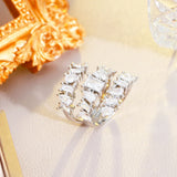 Pera CZ Silver Plated Big Shape Adjustable Open Rings R184