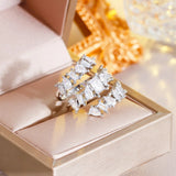 Pera CZ Silver Plated Big Shape Adjustable Open Rings R184