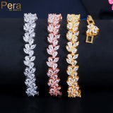 Yellow Cubic Zirconia Leaf Charm Tennis Chain Bracelet - Party Jewelry Gift