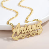 Personalized Name Necklace With Heart 18K Plated Pendant