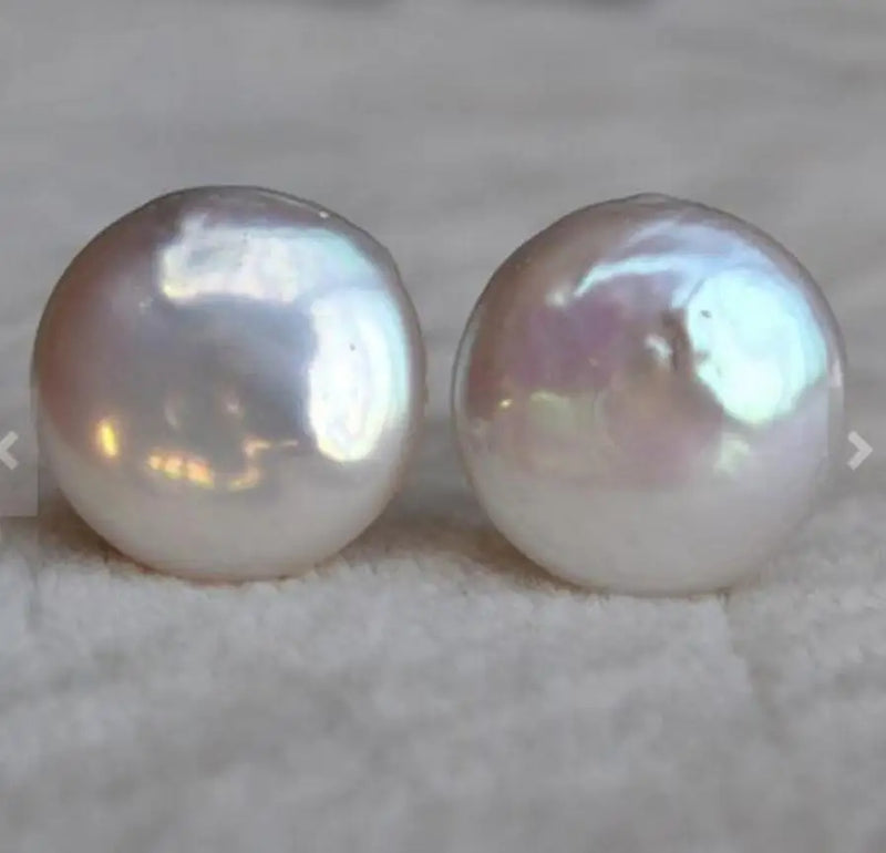AAA 14MM Coin Shape Freshwater Pearl Earrings