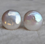 AAA 14MM Coin Shape Freshwater Pearl Earrings