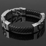 Vintage Leather Silver Men Bracelet Stainless Steel Gift