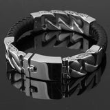 Vintage Leather Silver Men Bracelet Stainless Steel Gift