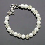 Bridal Party Pearl Rhinestone Bracelet, Charming Girl Baby Gift
