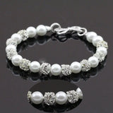 Bridal Party Pearl Rhinestone Bracelet, Charming Girl Baby Gift