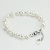 Wedding Pearls Bracelet, White Freshwater Pearl 6mm 8mm Mix with Silver Beads