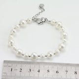 Wedding Pearls Bracelet, White Freshwater Pearl 6mm 8mm Mix with Silver Beads