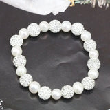 White Freshwater Pearl Rhinestone Bracelet, Bridesmaid Gift