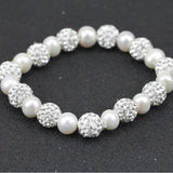 White Freshwater Pearl Rhinestone Bracelet, Bridesmaid Gift
