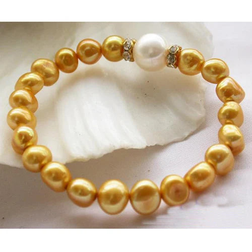 Golden Baroque Pearl Bracelet, 10mm, 8in