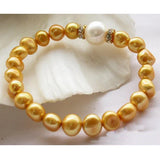 Golden Baroque Pearl Bracelet, 10mm, 8in