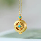 Buddha Statue Turquoise Pendant Necklace