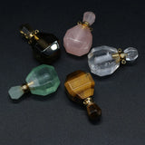 Natural Stone Rose Quartz Perfume Bottle Pendant for DIY Jewelry Making