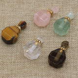 Natural Stone Rose Quartz Perfume Bottle Pendant for DIY Jewelry Making