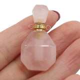 Natural Stone Rose Quartz Perfume Bottle Pendant for DIY Jewelry Making
