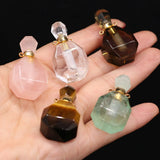 Natural Stone Rose Quartz Perfume Bottle Pendant for DIY Jewelry Making