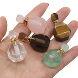 Natural Stone Rose Quartz Perfume Bottle Pendant for DIY Jewelry Making