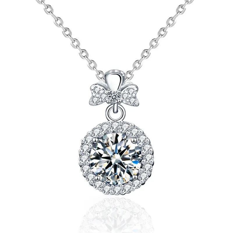 925 Silver Moissanite Pendant Necklace Women's Collar Jewelry