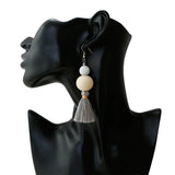 Fringe Earrings Vintage Bohemian Style Wood Beads Hand-woven Silicone
