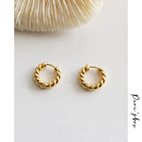 17mm Tiny Twisted Hoop Earrings Minimalist Dainty Huggie Brass Earrings