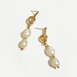 Natural Pearls Link Drop Earrings Vintage Dangle Earring