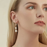 Natural Pearls Link Drop Earrings Vintage Dangle Earring