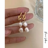 Natural Pearls Link Drop Earrings Vintage Dangle Earring