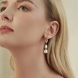 Natural Pearls Link Drop Earrings Vintage Dangle Earring