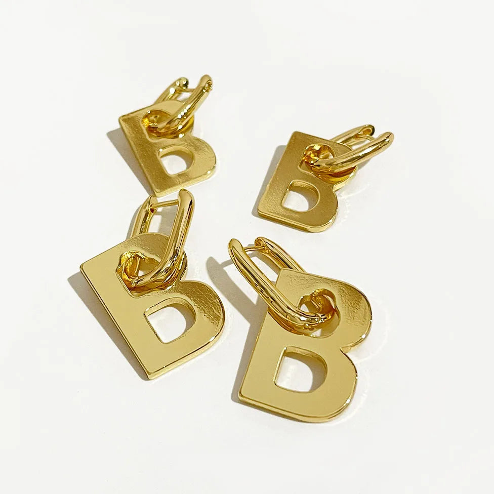 Peri'sBox Thick Letter B Dangle Earrings for Women Bold Initial Earrings