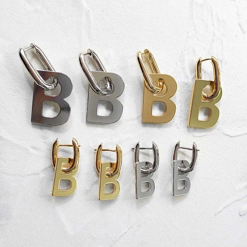 Peri'sBox Thick Letter B Dangle Earrings for Women Bold Initial Earrings