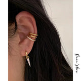 Micro Pave CZ Stone Clip Earrings for Women, Twisted Ear Cuff Set