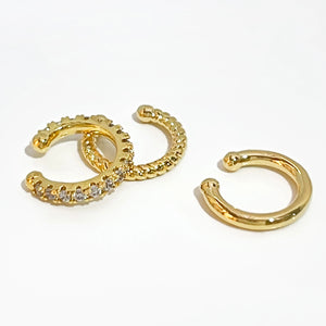 Micro Pave CZ Stone Clip Earrings for Women, Twisted Ear Cuff Set