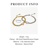 Peri'sBox Chunky Leaf Chain Heart Shell Bracelet Women