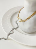 Peri'sBox Chunky Leaf Chain Heart Shell Bracelet Women