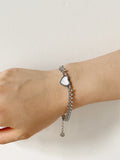 Peri'sBox Chunky Leaf Chain Heart Shell Bracelet Women