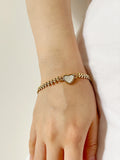 Peri'sBox Chunky Leaf Chain Heart Shell Bracelet Women