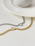 Peri'sBox Chunky Leaf Chain Heart Shell Bracelet Women