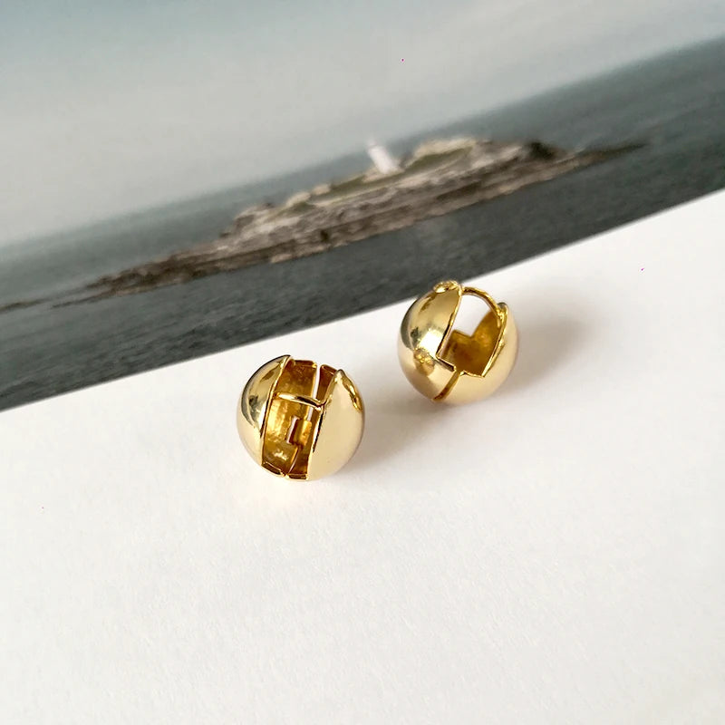 Geometric Textured Round Earrings for Women