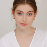 Geometric Textured Round Earrings for Women
