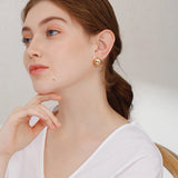 Geometric Textured Round Earrings for Women
