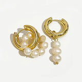 Natural Pearl Circle Dangle Earrings