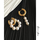 Natural Pearl Circle Dangle Earrings