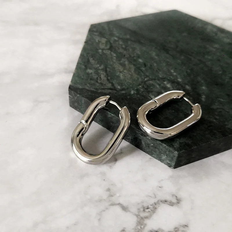 French O Shaped Hoop Earrings for Women